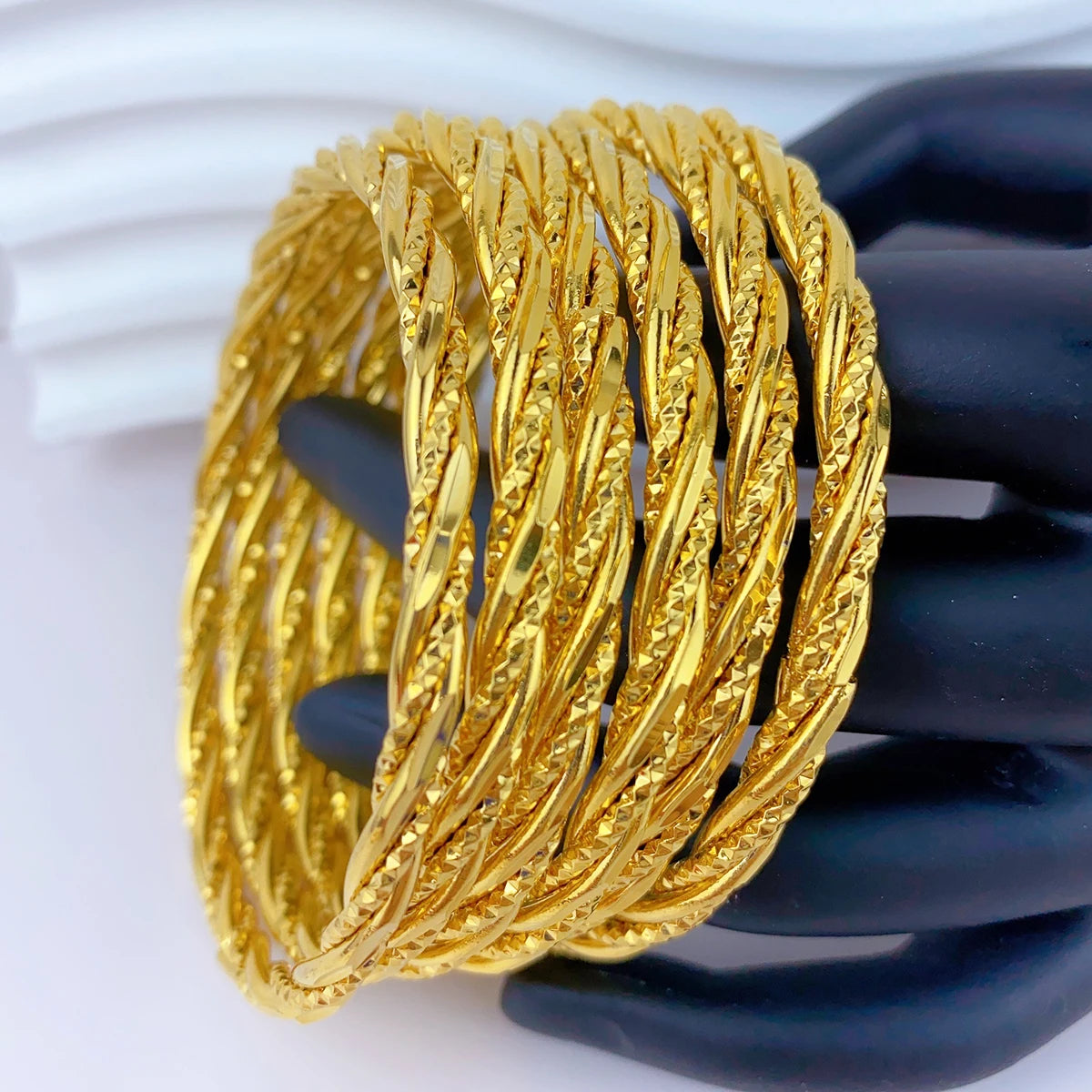 Luxury Dubai 24K Gold Color Bangle For Women African Jewellery Bracelets Brazilian Indian Wedding Designer Bracelets Gifts 62mm