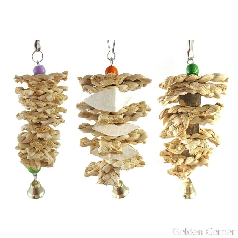 Pet Parrot Bird Natural Grass Chewing Hanging Cage Swing Climb Playing Pendant Au10 20 Dropship