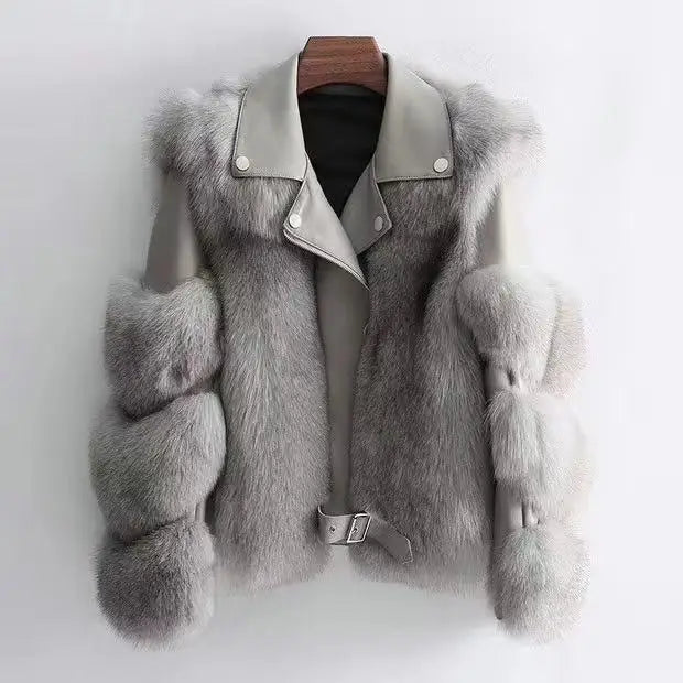 Winter New Real Fox Fur Coats With Genuine Sheepskin Leather Wholeskin Natural Fox Fur Jacket Outwear Luxury Women New