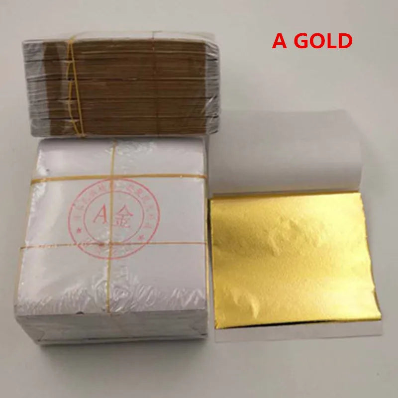100pcs Color Imitation Gold Leaf Foil Sheets Copper Leaf for Gilding Art Work Nail Decoration 9X9cm Rose Gold Leaf Foil Paper