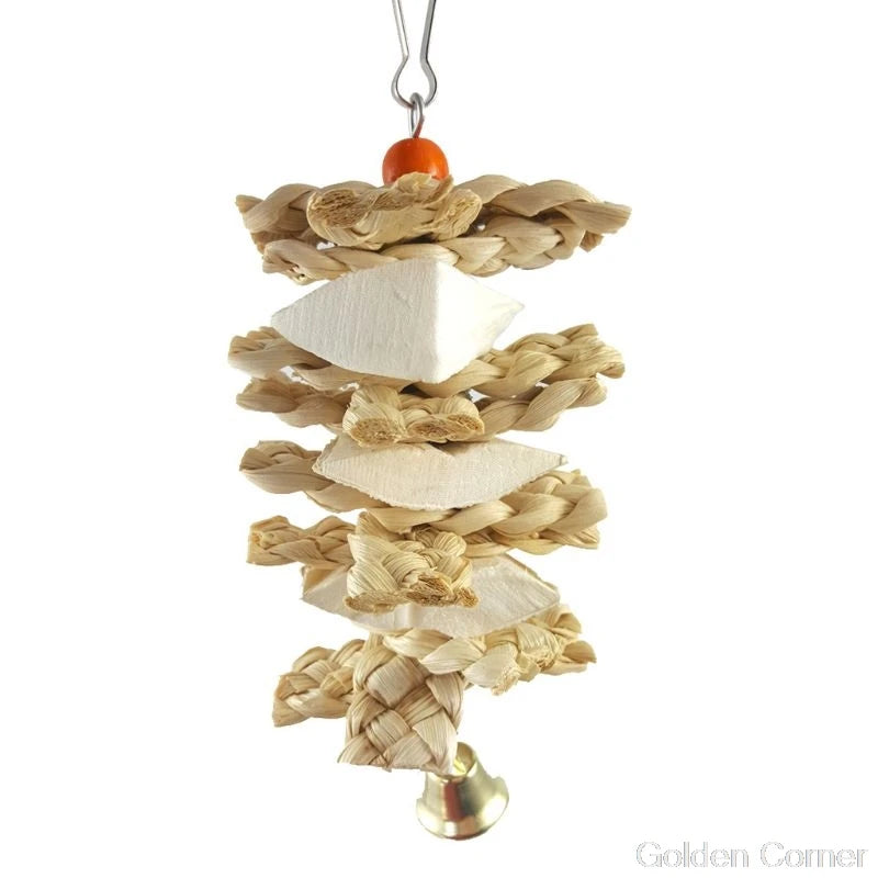 Pet Parrot Bird Natural Grass Chewing Hanging Cage Swing Climb Playing Pendant Au10 20 Dropship