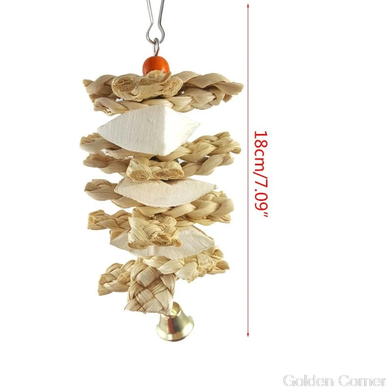 Pet Parrot Bird Natural Grass Chewing Hanging Cage Swing Climb Playing Pendant Au10 20 Dropship