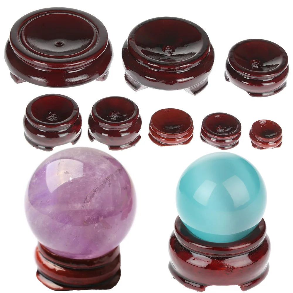 Natural Wood Holder Globe Base Miniature Display Stand Statue Pedestal Magic Sphere Holder Desktop Ornament For Crystal Ball Hot