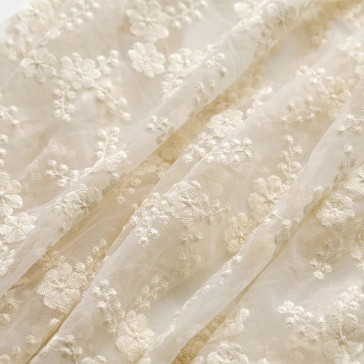 1yard/lot Good Quality Mesh Cotton Embroidery Lace Fabric Soft Cloth Dress Material