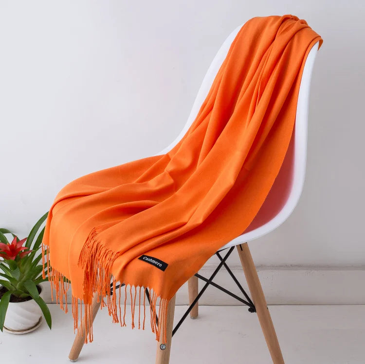 Fashion women scarf thin shawls Solid Color Women Scarf Winter Hijabs Tassels Long Cashmere Like Pashmina Hijabs Scarves Wraps