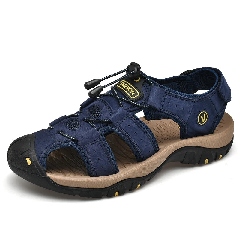 Men Sandals Genuine Leather 2021 Summer Outdoor Men Beach Sandals Big Sizes 38-48 Fashion Sandals Slippers Man Shoes
