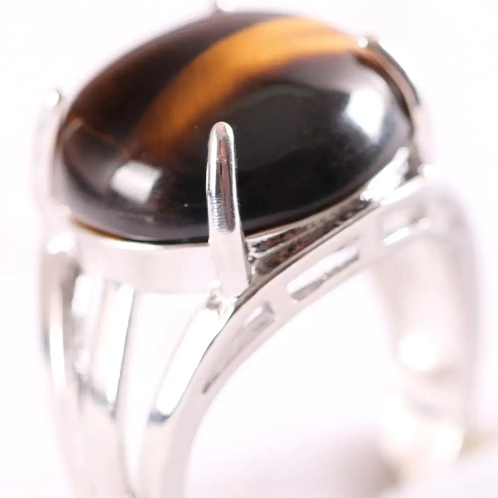 Natural Stone Black Onyx Round CAB Cabochon Bead Finger Rings Jewelry Gift