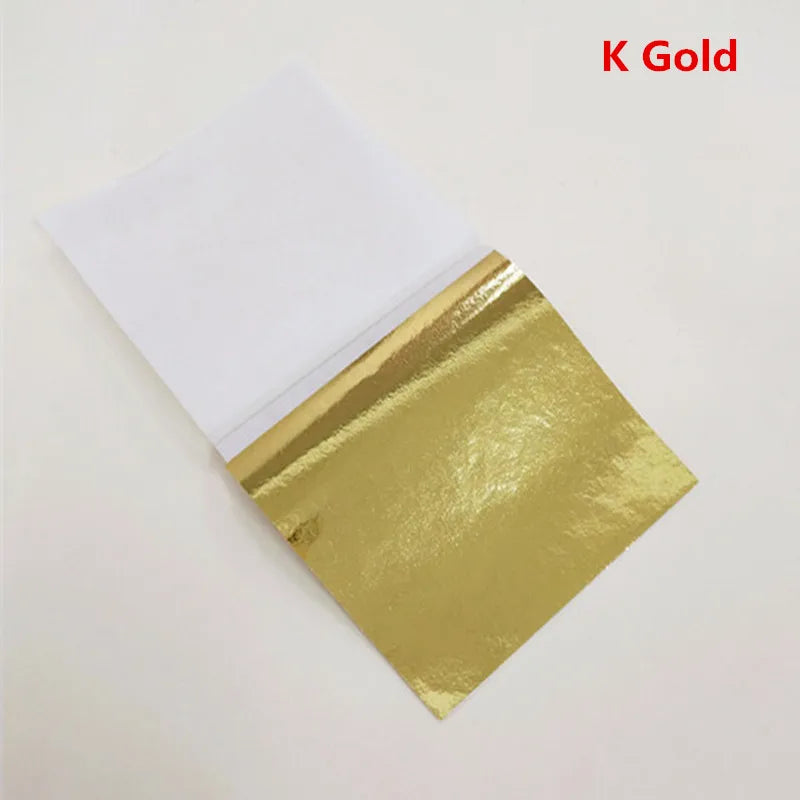 100pcs Color Imitation Gold Leaf Foil Sheets Copper Leaf for Gilding Art Work Nail Decoration 9X9cm Rose Gold Leaf Foil Paper