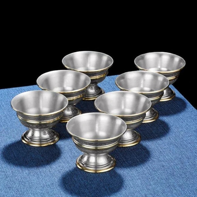 Bronze Buddhism Bowl for Indoor Decoration, Tibetan Tribute, Holy Water Cup, Buddhist Tantric Bowl Collection, Handicraft Gift