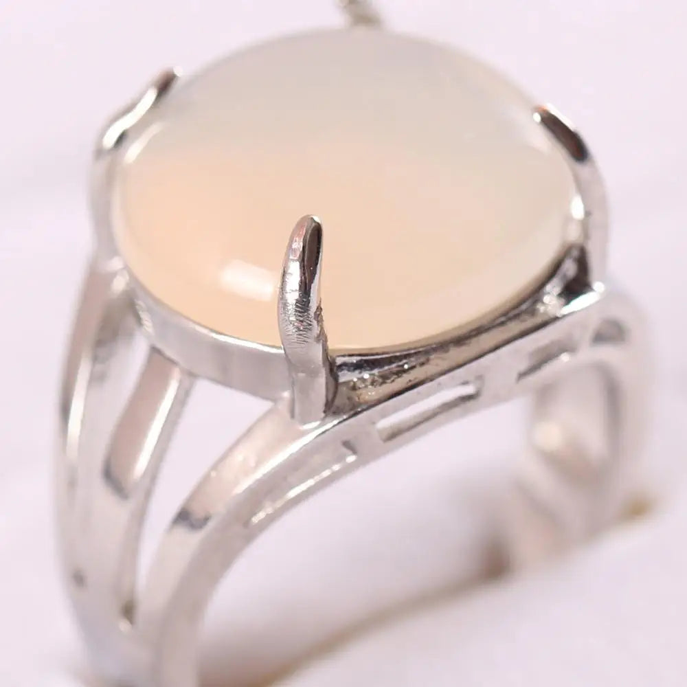 Natural Stone Black Onyx Round CAB Cabochon Bead Finger Rings Jewelry Gift