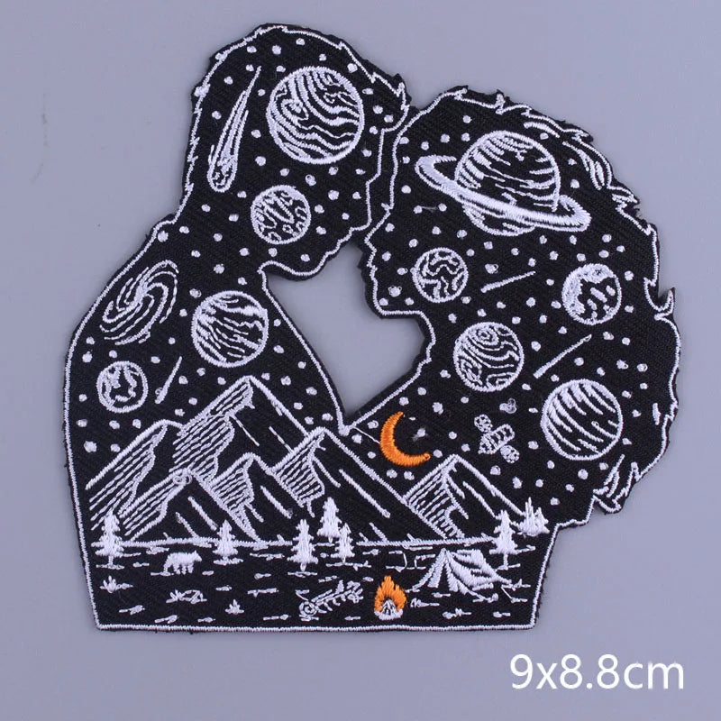Space Adventure Patch On Clothes Embroidered Patches For Clothing Stickers Mountain Natural Appliques Waves Badge For Jacket DIY