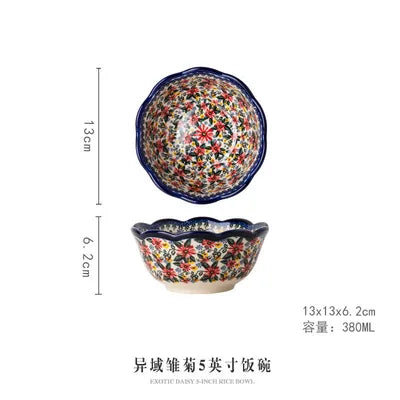New Ceramic Bowls Polish Style Bakeware Baking Binaural Bowl With Handle  Tableware Salad Dessert Steak Pasta Plate