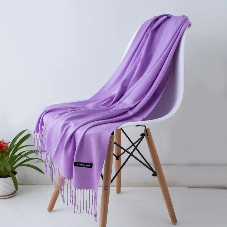 Fashion women scarf thin shawls Solid Color Women Scarf Winter Hijabs Tassels Long Cashmere Like Pashmina Hijabs Scarves Wraps