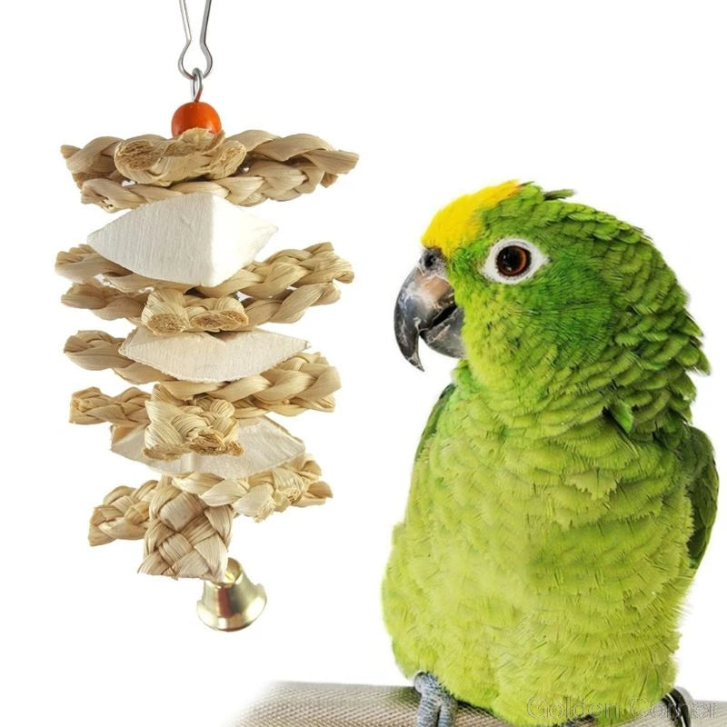 Pet Parrot Bird Natural Grass Chewing Hanging Cage Swing Climb Playing Pendant Au10 20 Dropship