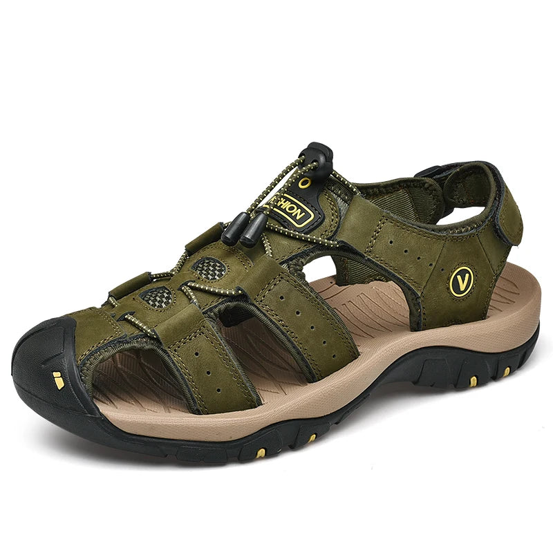 Men Sandals Genuine Leather 2021 Summer Outdoor Men Beach Sandals Big Sizes 38-48 Fashion Sandals Slippers Man Shoes