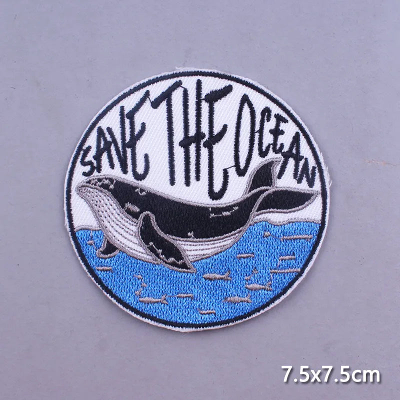 Space Adventure Patch On Clothes Embroidered Patches For Clothing Stickers Mountain Natural Appliques Waves Badge For Jacket DIY