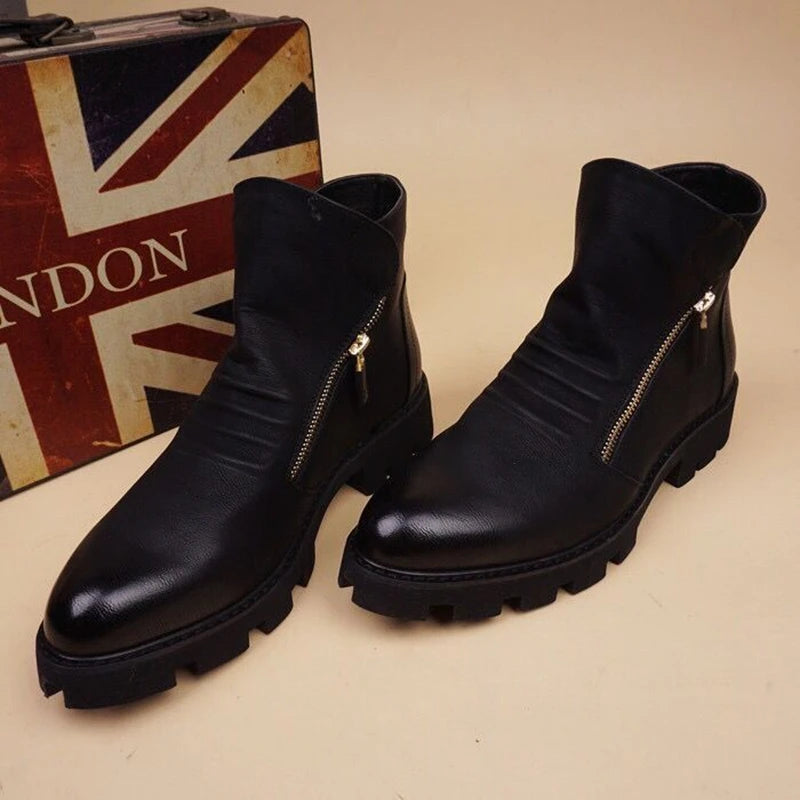 Brand Men Botas Hombre Ankle Boots Fashion Men Leather Chelsea Boots Men Slip Ons Motorcycle Man Warm Boots Men Work Shoes