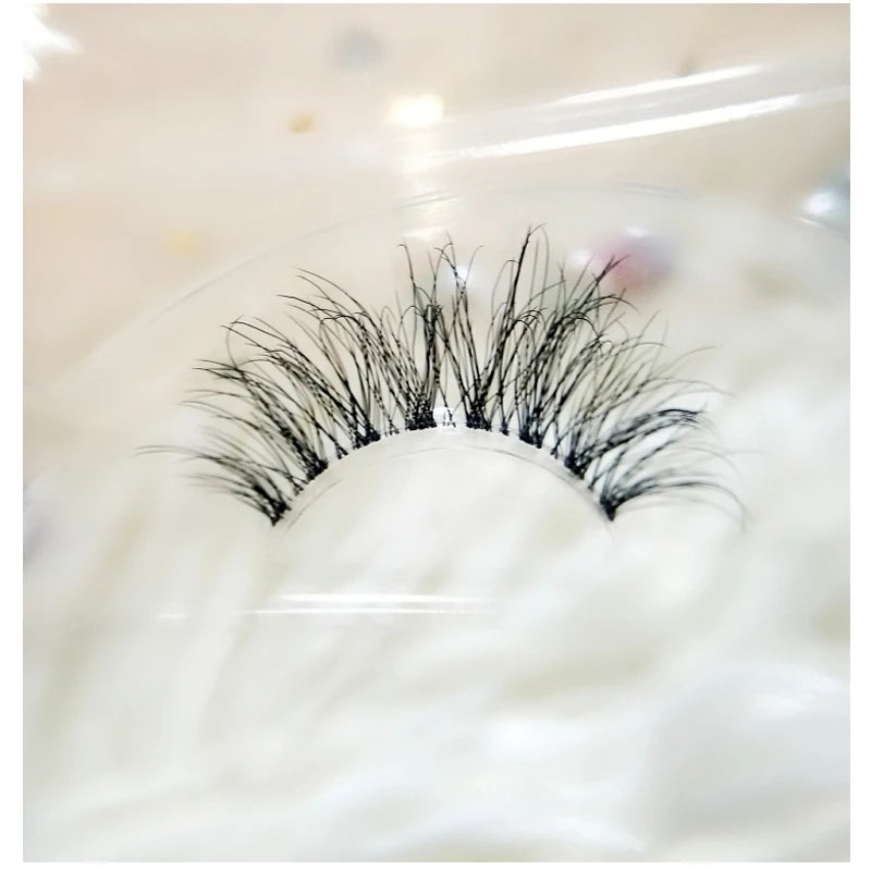 Mink 3D False Eyelashes Handmade Transparent Stem Natural Long Cross Eyelashes Winged Party Dating Makeup Thick Fake Eyelashes