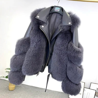 Winter New Real Fox Fur Coats With Genuine Sheepskin Leather Wholeskin Natural Fox Fur Jacket Outwear Luxury Women New