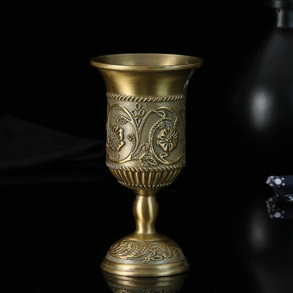 Wine Glass European Retro Liquor Glass Alloy Goblet Antique Alcohol Set Wine Cabinet Home Decoration Ornaments Bronze Wine Cup