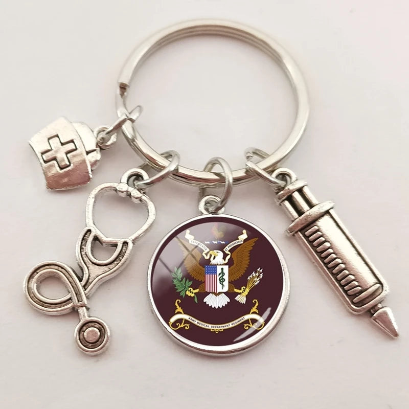 New medical staff with snake symbol finger keychain medical student keychain key pendant custom