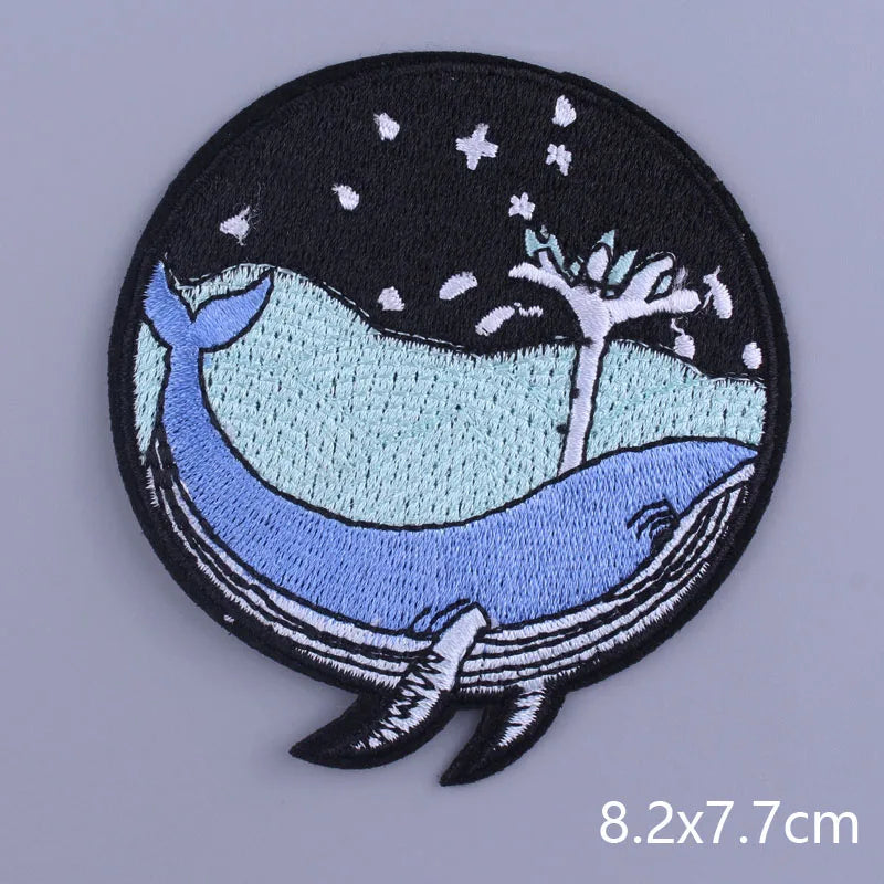 Space Adventure Patch On Clothes Embroidered Patches For Clothing Stickers Mountain Natural Appliques Waves Badge For Jacket DIY