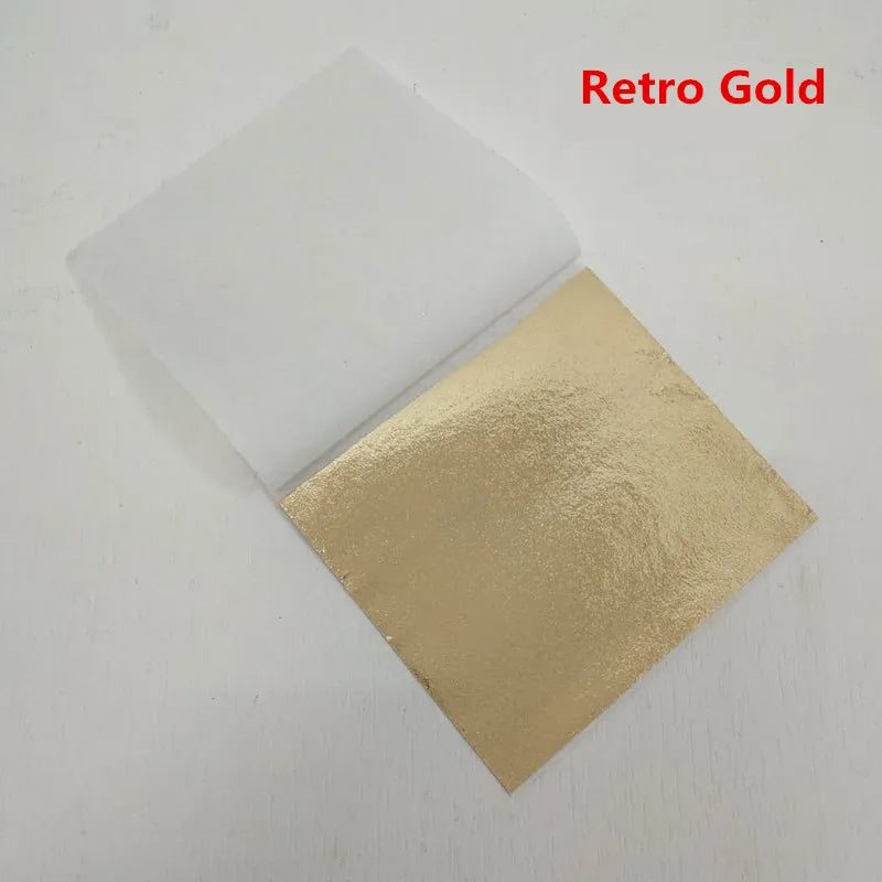100pcs Color Imitation Gold Leaf Foil Sheets Copper Leaf for Gilding Art Work Nail Decoration 9X9cm Rose Gold Leaf Foil Paper