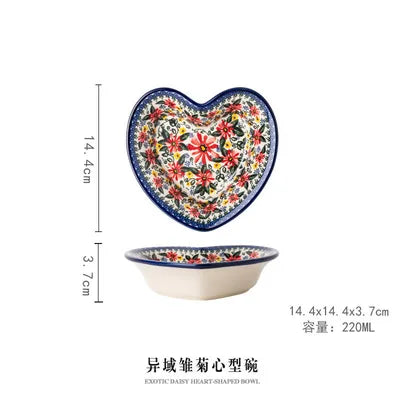 New Ceramic Bowls Polish Style Bakeware Baking Binaural Bowl With Handle  Tableware Salad Dessert Steak Pasta Plate