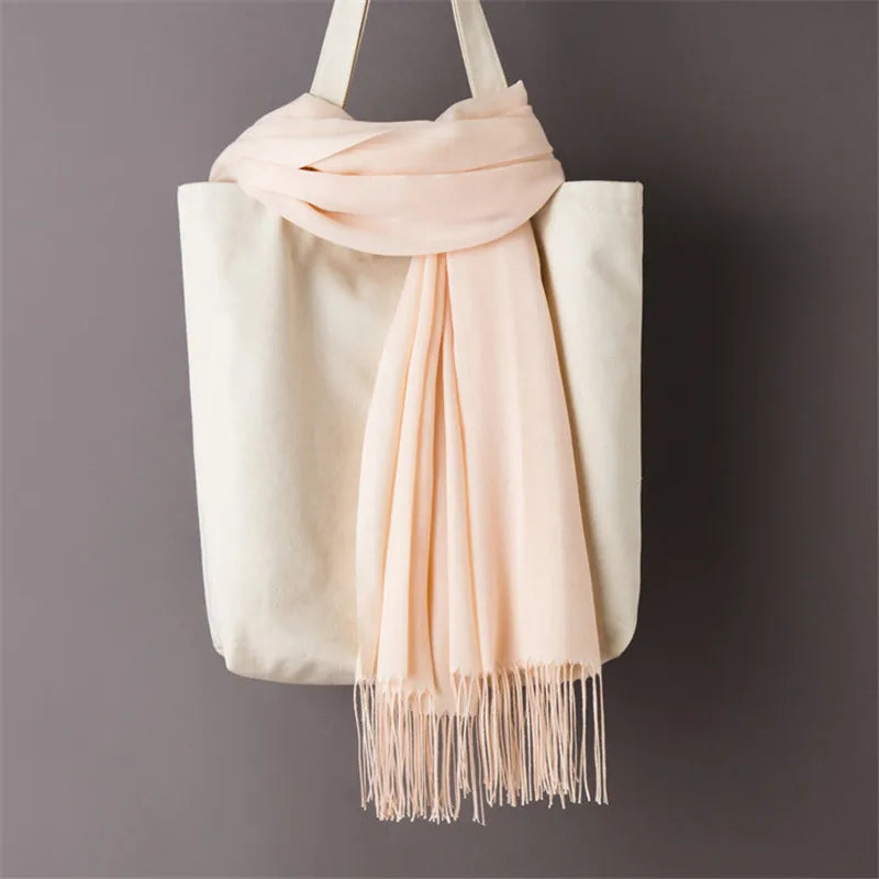 Fashion women scarf thin shawls Solid Color Women Scarf Winter Hijabs Tassels Long Cashmere Like Pashmina Hijabs Scarves Wraps