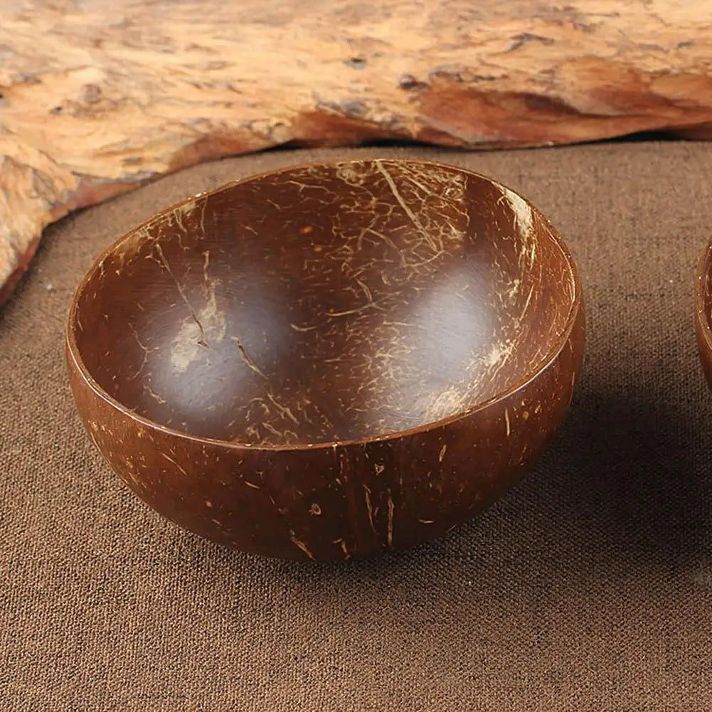 Creative Natural Coconut Wood Bowl Eco Friendly Coconut Shell Fruit Salad Noodles Rice Ice Cream Wood Bowl Art Crafts Decoration