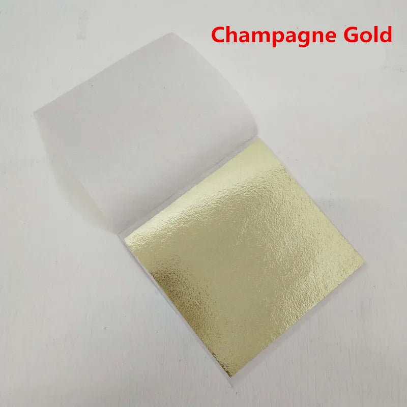100pcs Color Imitation Gold Leaf Foil Sheets Copper Leaf for Gilding Art Work Nail Decoration 9X9cm Rose Gold Leaf Foil Paper