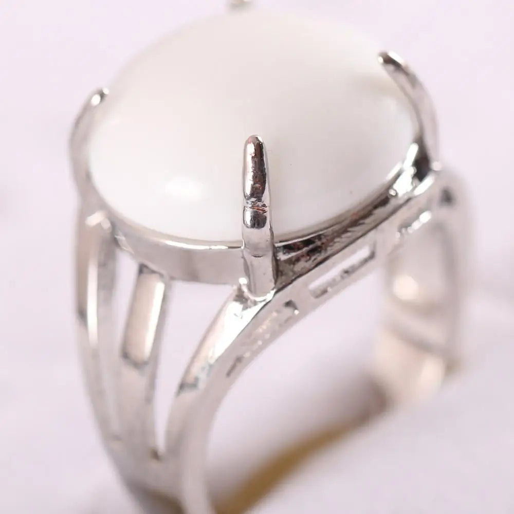 Natural Stone Black Onyx Round CAB Cabochon Bead Finger Rings Jewelry Gift
