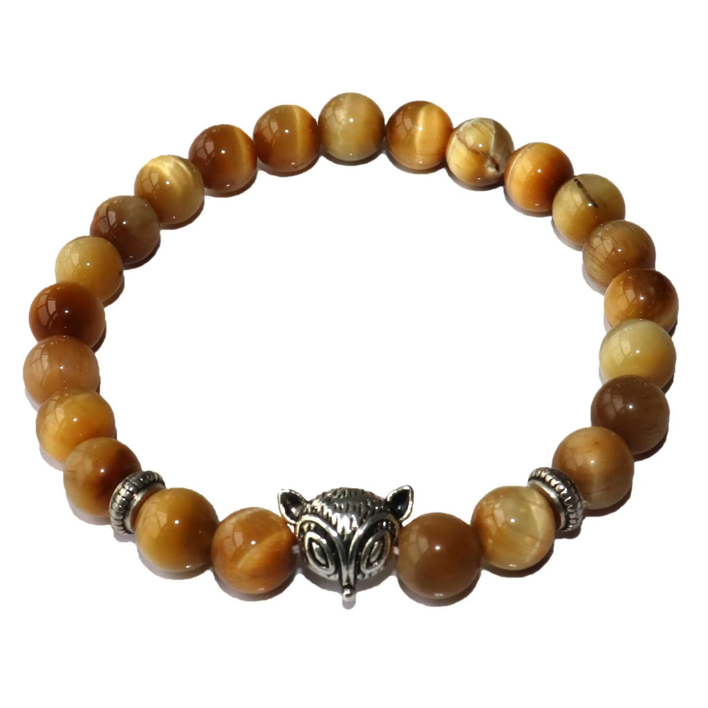 Natural Stone Men's Beaded Jewelry Crystal Agates Jades Tiger Eye Stone Beaded Fox Bracelets Party Gift Stretch Yoga Jewelry