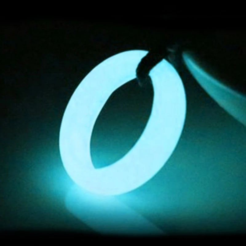 Rarely 8mm Wide Natural Fluorite luminous Stone Glow in Dark Ring Fine Jewelry
