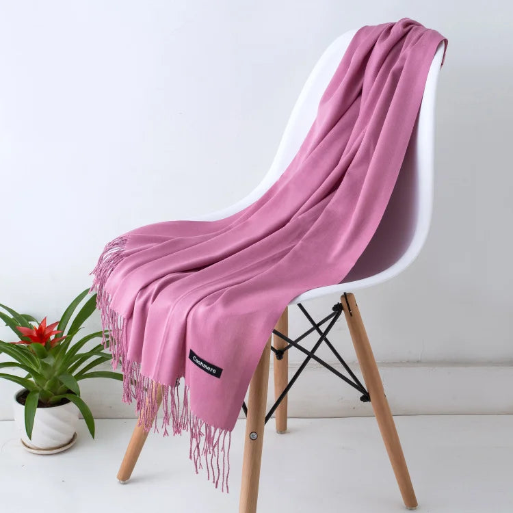Fashion women scarf thin shawls Solid Color Women Scarf Winter Hijabs Tassels Long Cashmere Like Pashmina Hijabs Scarves Wraps
