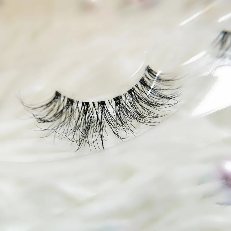 Mink 3D False Eyelashes Handmade Transparent Stem Natural Long Cross Eyelashes Winged Party Dating Makeup Thick Fake Eyelashes