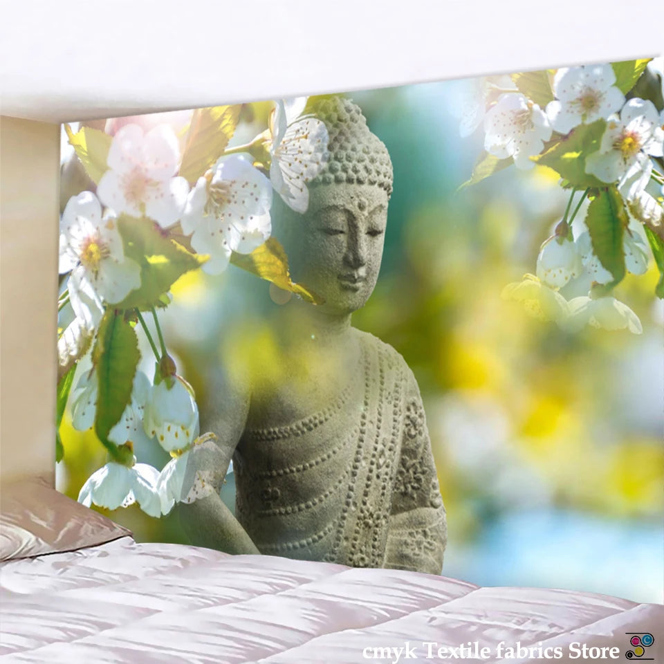 3DReligion Culture Hanging Wall Tapestry Buddha Wall Carpet Headboard Dorm Hippie Psychedelic Tapestry Tree Landscape Boho Decor