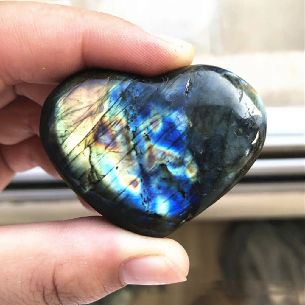 Natural Moonstone Crystal Labradorite Palm Stones Healing Quartz Gemstone Worry Stone Heart Shape For Jewllery Making Камни#10