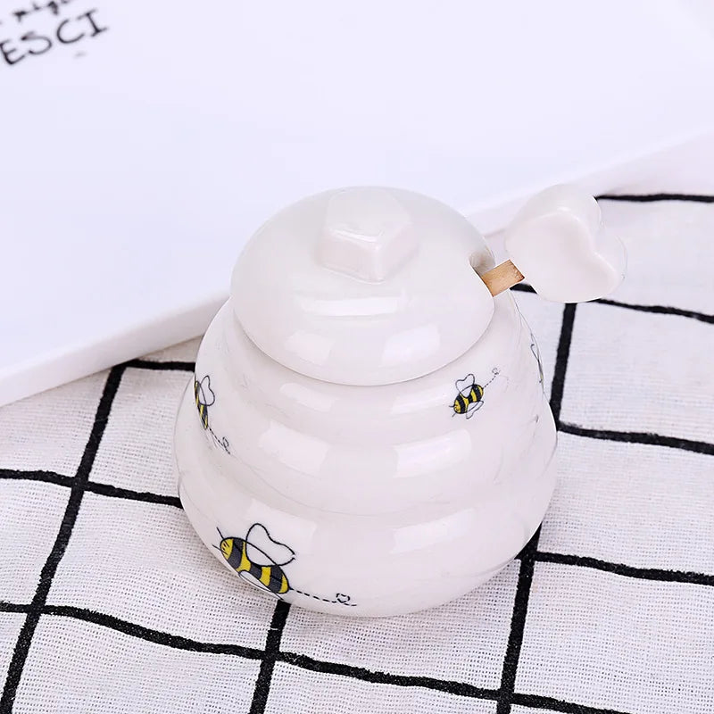 Mini Ceramic Honey Pot Set With Honey Dipper MEANT TO BEE in Gift Box Party Favors