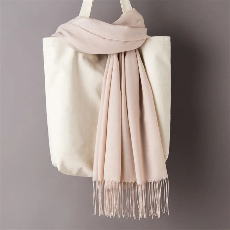 Fashion women scarf thin shawls Solid Color Women Scarf Winter Hijabs Tassels Long Cashmere Like Pashmina Hijabs Scarves Wraps