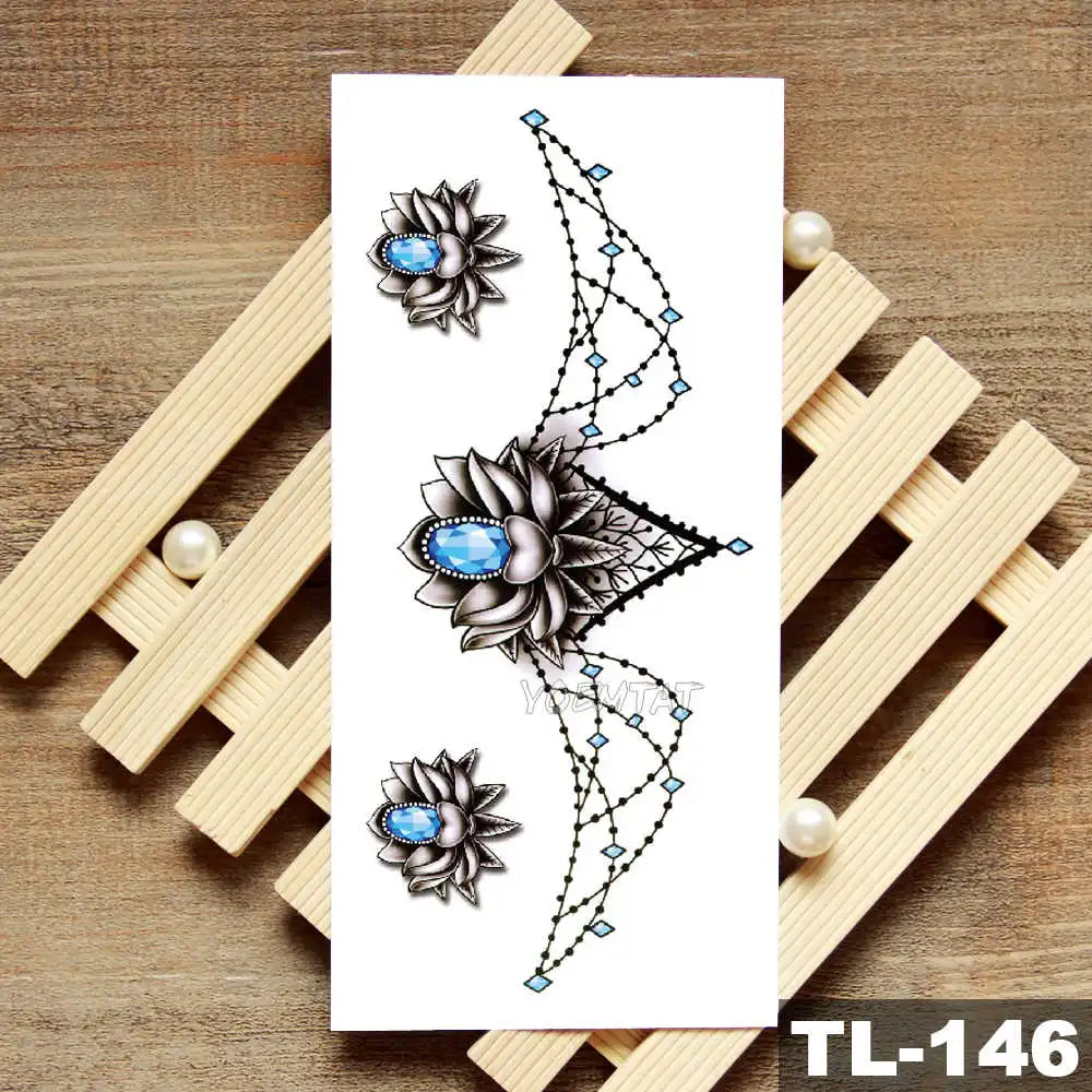 Lotus Peony Rose Flowers Waterproof Temporary Tattoo Sticker Minimalist Flash Tattoos Body Art Fake Arm tatoo Women