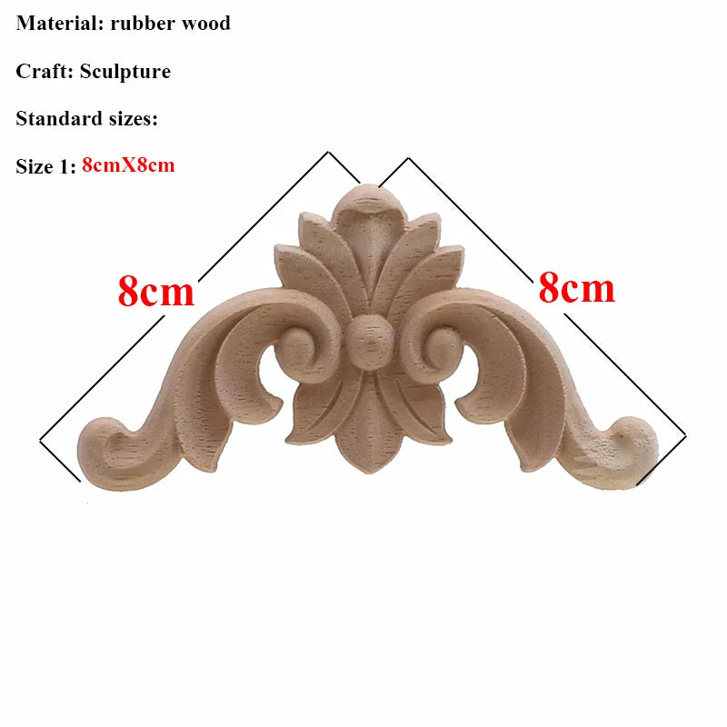 VZLX Unique Natural Floral Wood Carved Wooden Figurines Crafts Corner Appliques Frame Wall Door Furniture Woodcarving Decorative