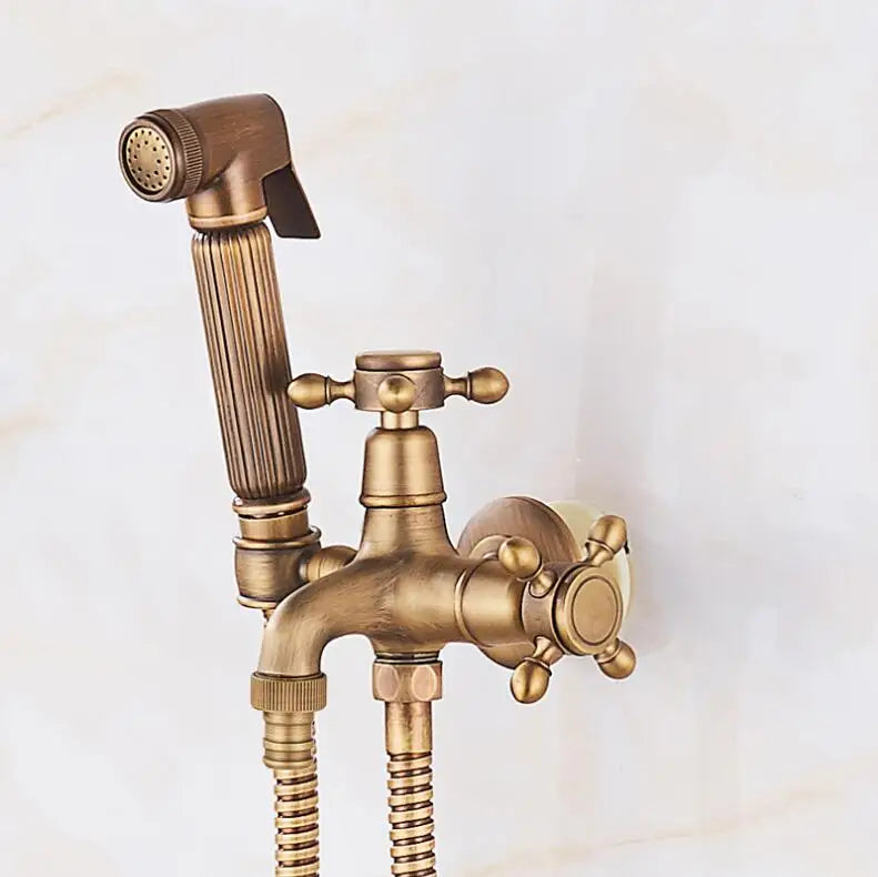Antique Bronze Bidet toilet seat sprayer gun Hygienic Shower set Portable bidet faucet with brass shower holder 1.5m hose