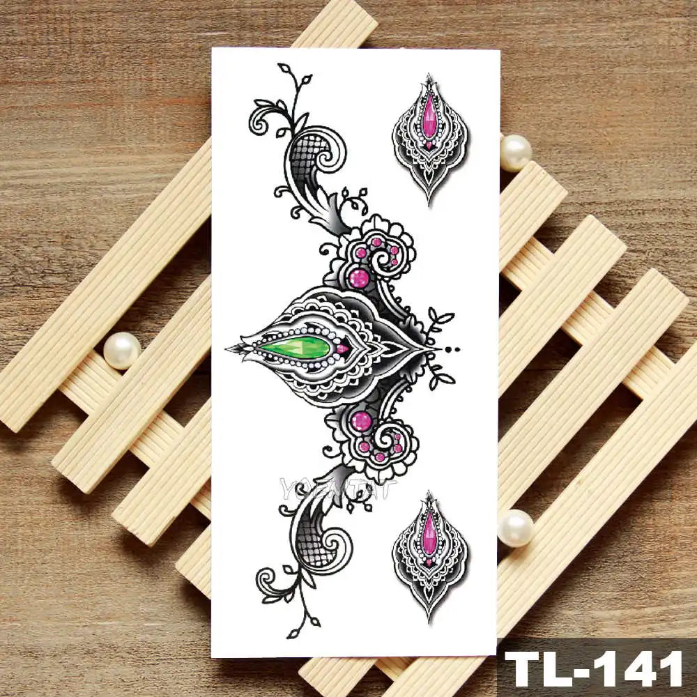 Lotus Peony Rose Flowers Waterproof Temporary Tattoo Sticker Minimalist Flash Tattoos Body Art Fake Arm tatoo Women