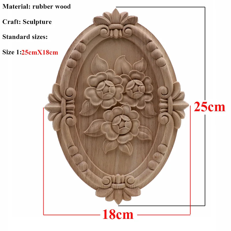 VZLX Unique Natural Floral Wood Carved Wooden Figurines Crafts Corner Appliques Frame Wall Door Furniture Woodcarving Decorative