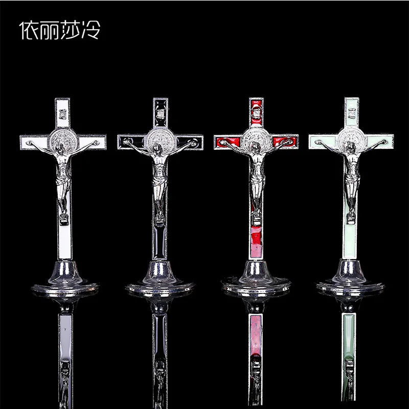 Large Jesus Christian Cross Car Ornament Statue Catholic Cross Santa Cruz Decoration Statue Classic Jesus Cross Statue. 22x5.5CM
