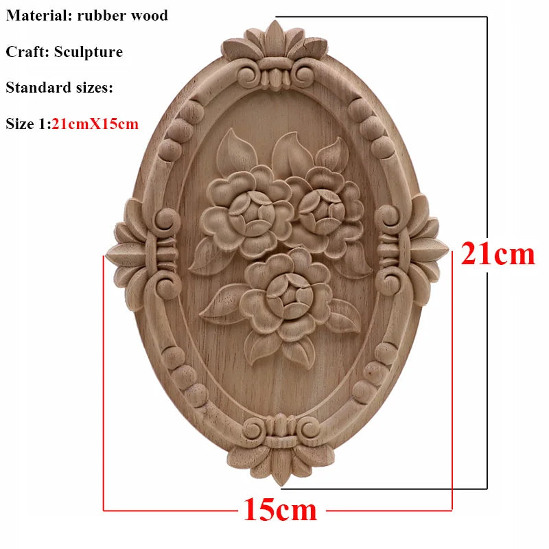 VZLX Unique Natural Floral Wood Carved Wooden Figurines Crafts Corner Appliques Frame Wall Door Furniture Woodcarving Decorative