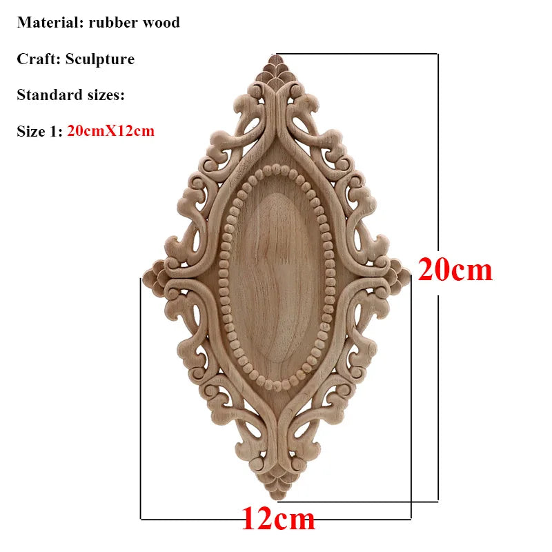 VZLX Unique Natural Floral Wood Carved Wooden Figurines Crafts Corner Appliques Frame Wall Door Furniture Woodcarving Decorative