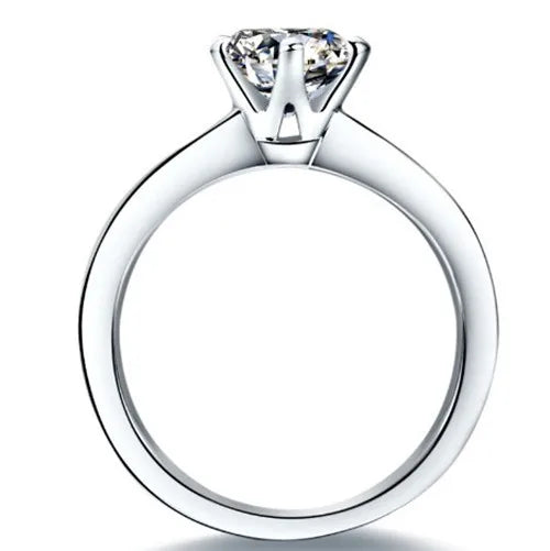 Solid 14K White Gold AU585 Fine 1CT Natural Moissanite Diamond Engagement Ring For Woman Perfect Birthday Gift For Girl Friend
