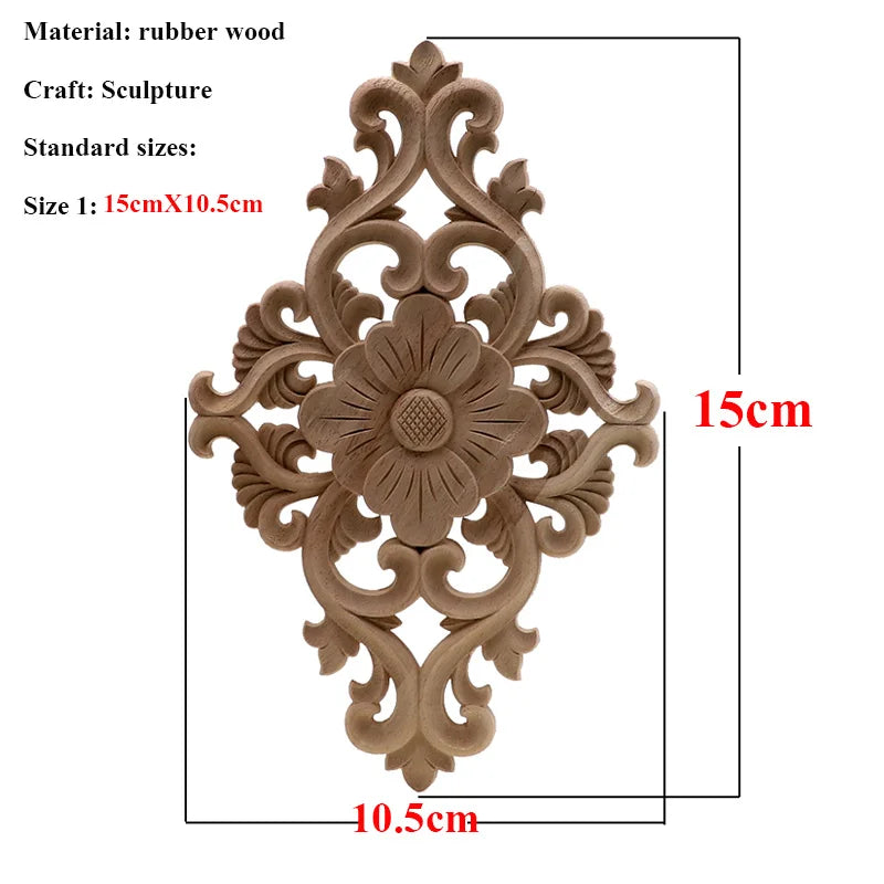 VZLX Unique Natural Floral Wood Carved Wooden Figurines Crafts Corner Appliques Frame Wall Door Furniture Woodcarving Decorative